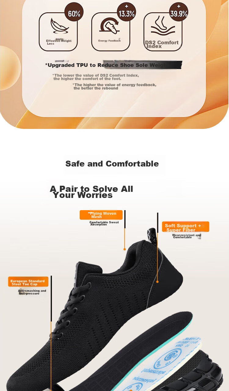 Jingtu Safety Shoes for Men with Steel Toe Cap, Puncture-Resistant, Wear-Resistant, Durable Construction Site Work Boots 3033 Size 42 4