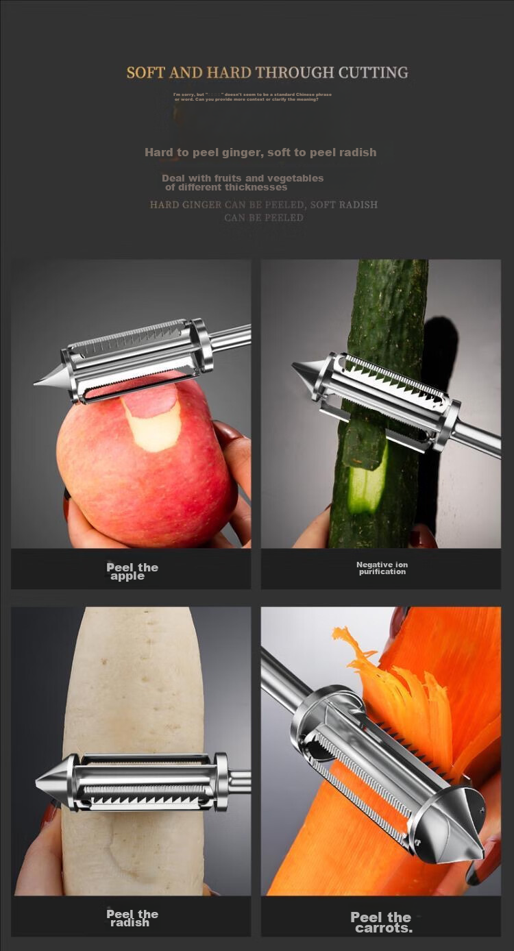 Yagao Stainless Steel Potato Peeler, Multi-Functional Peeling Tool, Five-In Vegetable Slicer 2