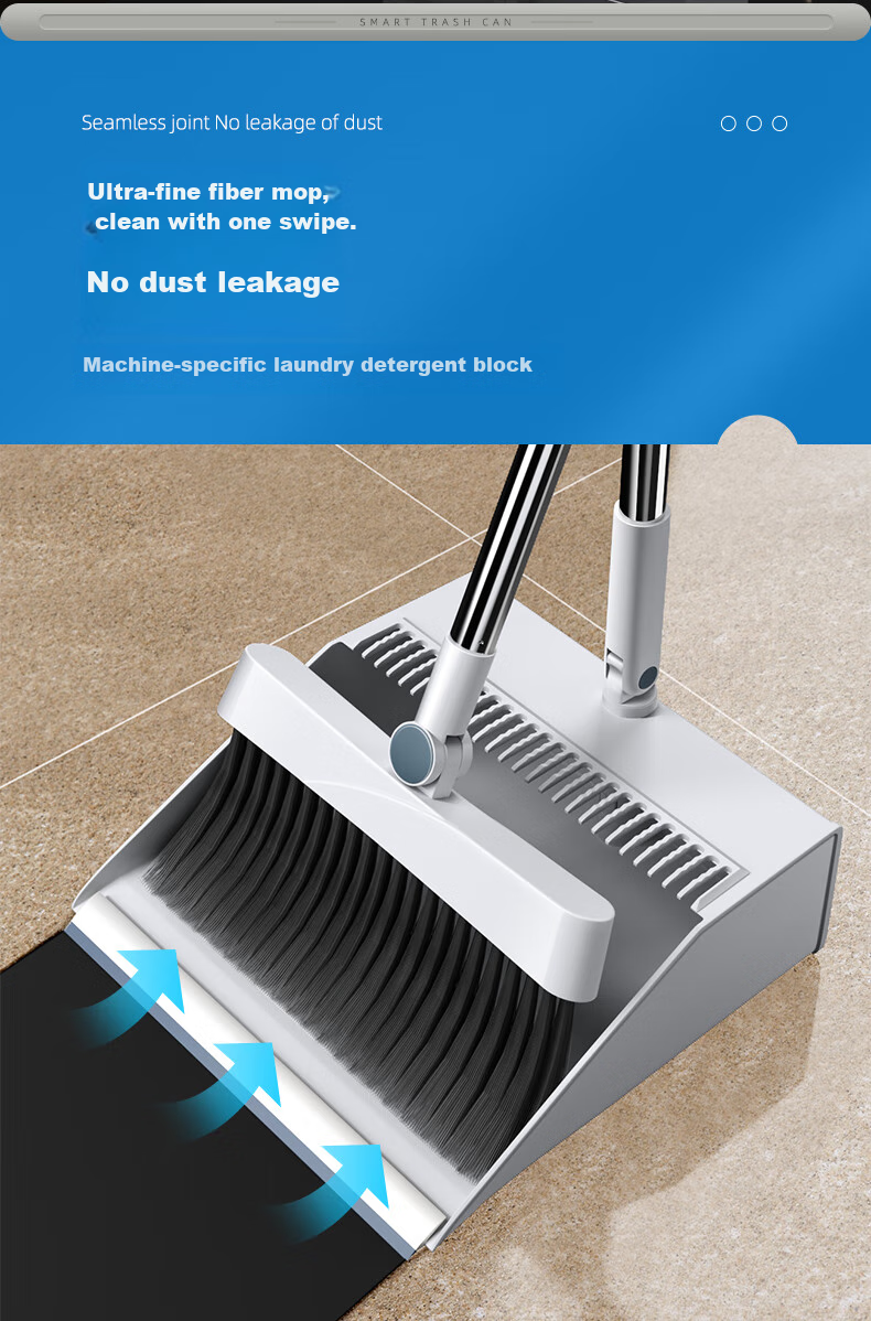Wuyuehua Folding Broom And Dustpan Set, Upright Storage, Soft Bristle Broom, Household Sweeping Broom, Comb-Shaped, Large Size 1