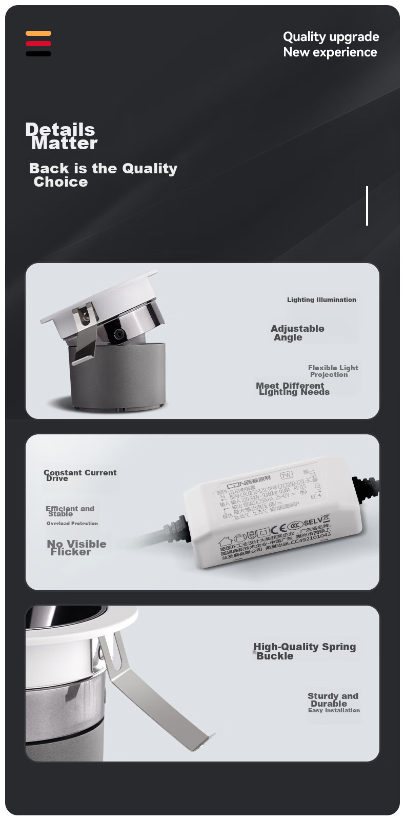 CDN LED Spotlight, Recessed, for Home Use without Main Light, Full Spectrum Anti-Glare Wall Washer, 9W, 4000K, 36° 13