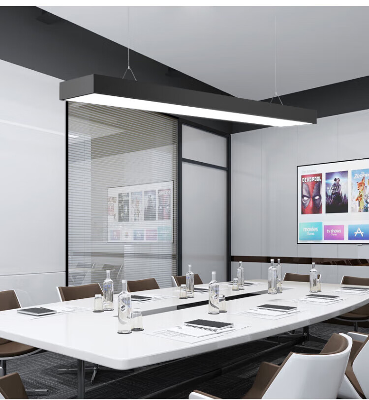 Dexin Office LED Linear Light Square Tube Lamp Conference Room Office Pendant Light White Rectangular 120*7-32W Cool White 1