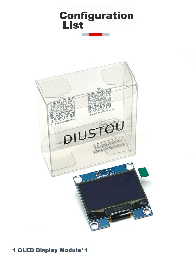 Diushitou OLED Display Module, 0.96 Inch, White, 7P Pins, 128*64 LCD Screen, SPI IIC Interface 9