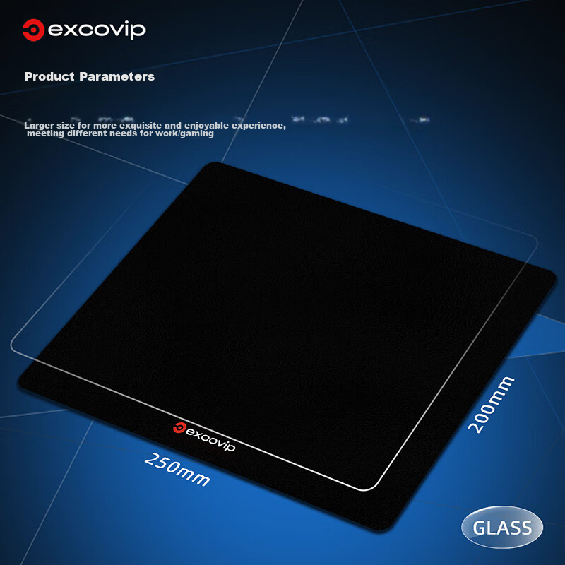 EXCO Solid Color Glass Mouse Pad, Gaming Photovoltaic Mouse Pad, Hard Keyboard Desk Pad, Computer Office Laptop Small Size Mat 250*200mm, Black 0179 7