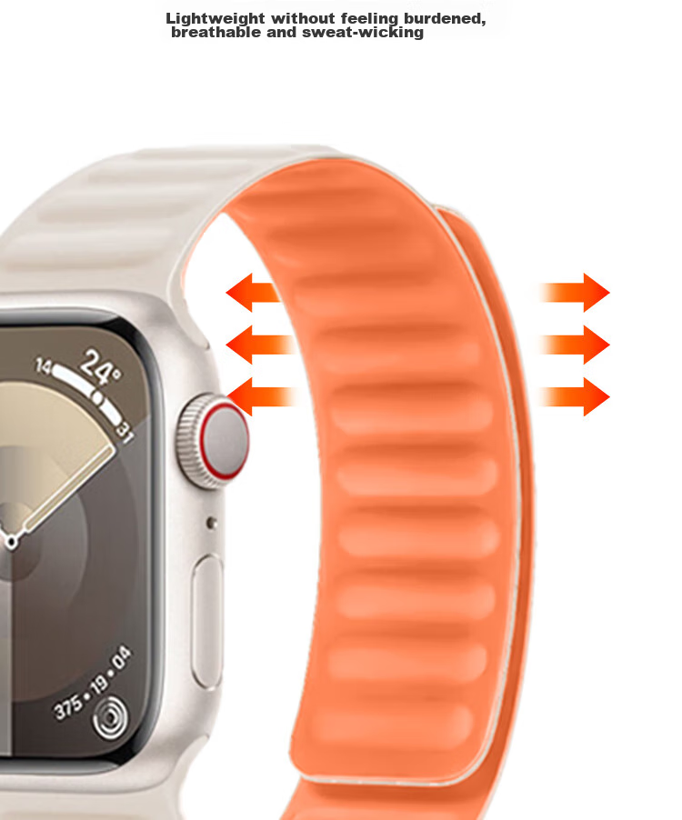 ESCASE Apple Watch Band Compatible with Apple Watch Series 11 49mm, Magnetic Liquid Silicone Strap, Skin-Friendly Breathable Lightweight Design, Orange 6