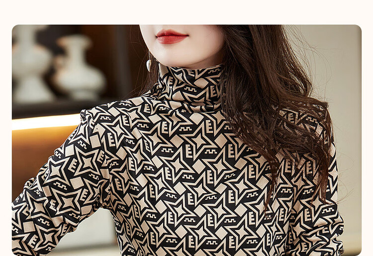 Demana Women's Semi-Turtleneck Long Sleeve High Elastic Thick Base Shirt Coffee Color M 2