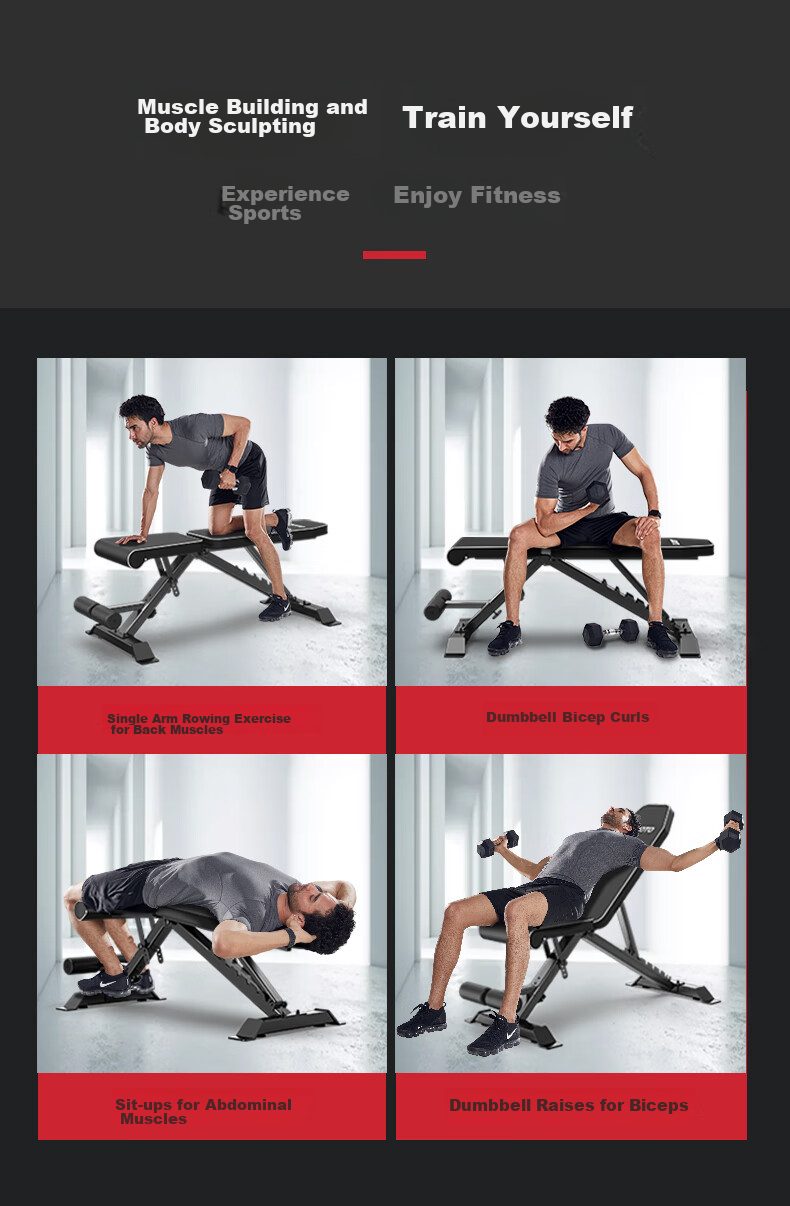 JOROTO American Dumbbell Bench, Multifunctional Fitness Chair, Bench Press Bench, Sit-Up Board, Abdominal Muscle Fitness Equipment, Home Gym Equipment MD25 9