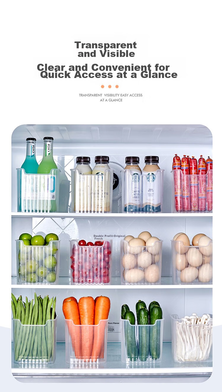 KATEI STORY Japanese Refrigerator Side Door Storage Box, Vegetable And Food Fruit Classification Organizer, Interior Food-Grade, Set of 3 9