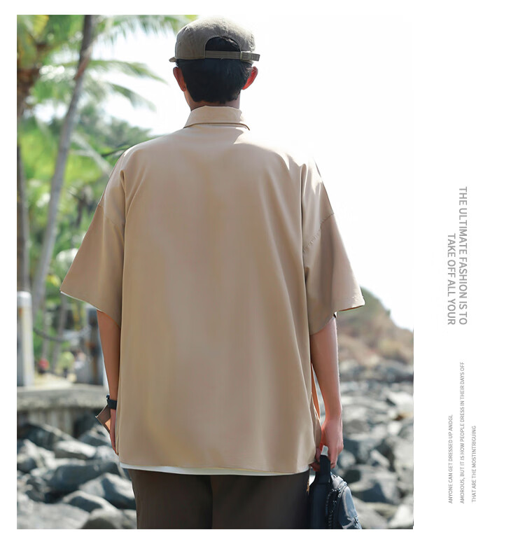 CLOR Short-Sleeve Shirt for Men, Summer Cardigan Jacket, Trendy Printed Loose-Fit Lightweight Breathable Top, CS02 White M 14