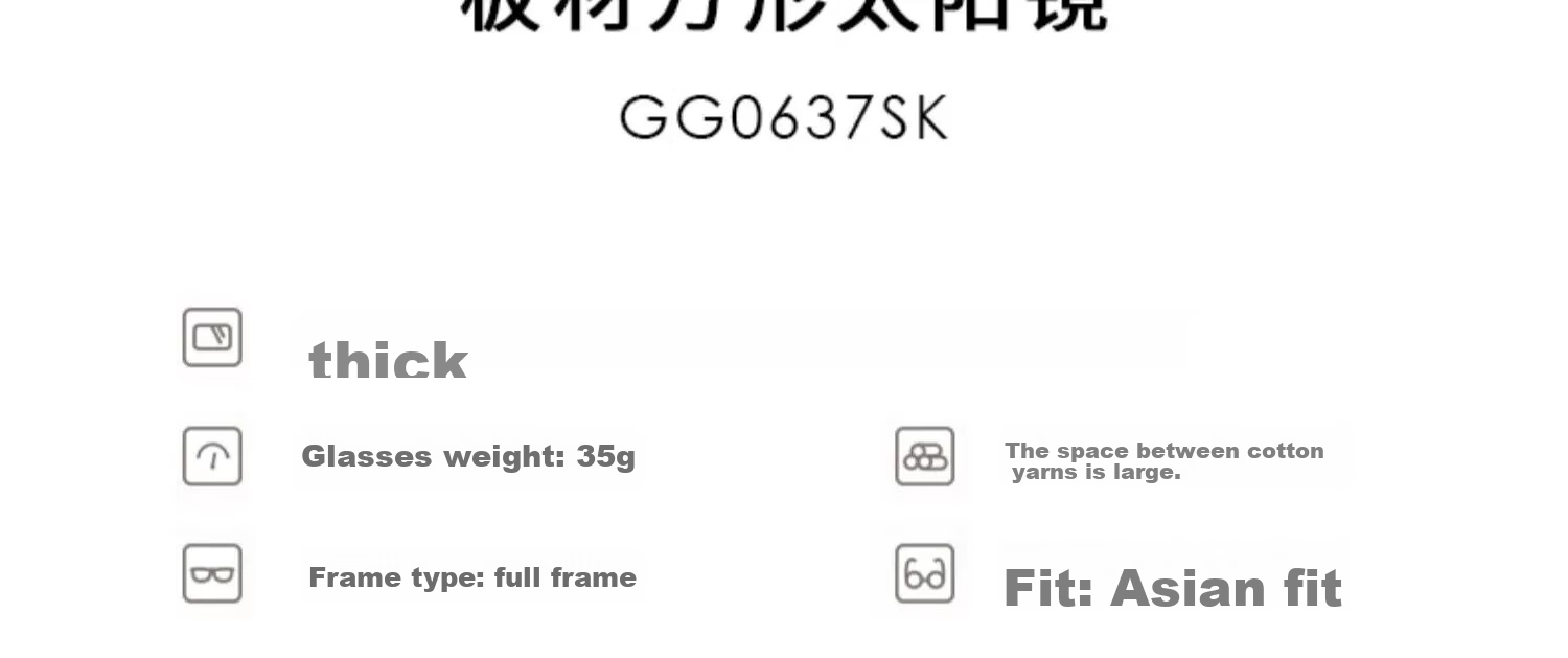 GUCCI Simple Versatile Square Frame Sunglasses, Sun Protection Glasses for Men And Women, Gift GG0637SK-001 2