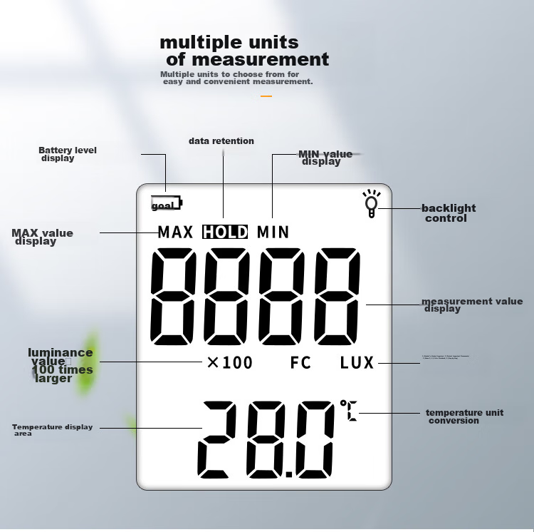 Xima AS803 Illuminance Meter, Brightness Detector, Light Intensity Tester, High-Precision Photometer 6