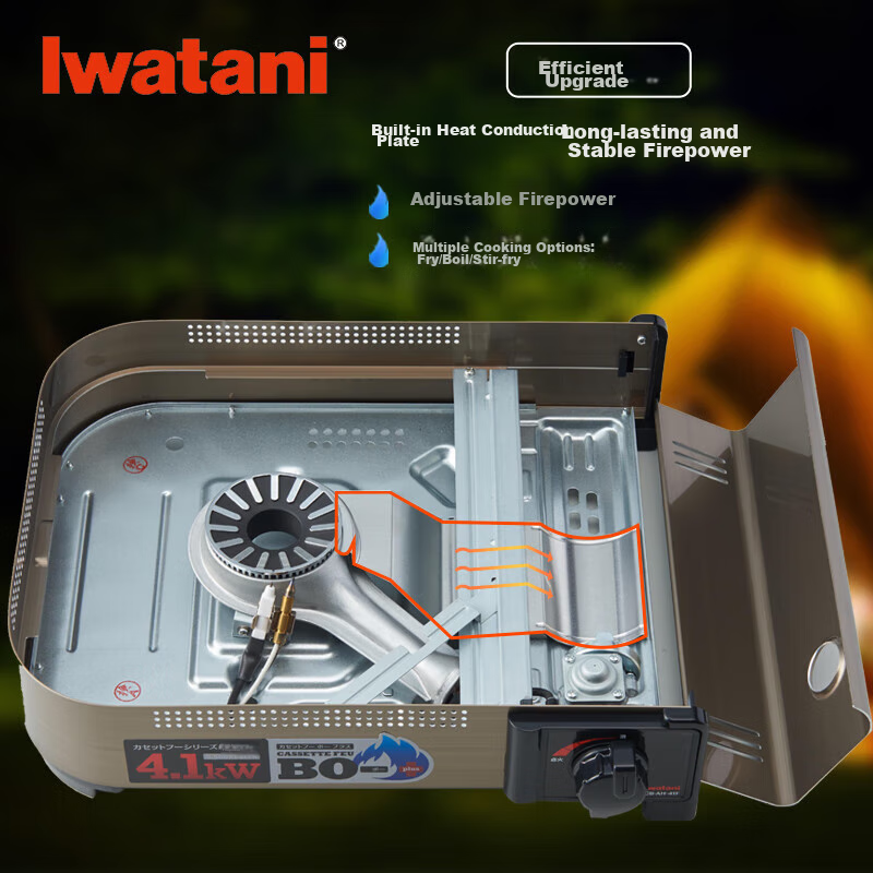 Iwatani Imported Outdoor Windproof Portable Camping Stove for Hot Pot And Barbecue, 4.1kW High Flame, CB-AH