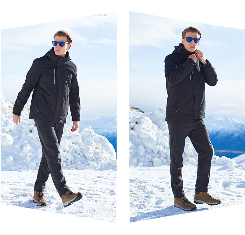 Jeep Outdoor Jacket for Men And Women, Three-In Fleece Windproof Waterproof Couple's Coat with Detachable Layers, Cold-Resistant Mountaineering Suit, 2XL 15