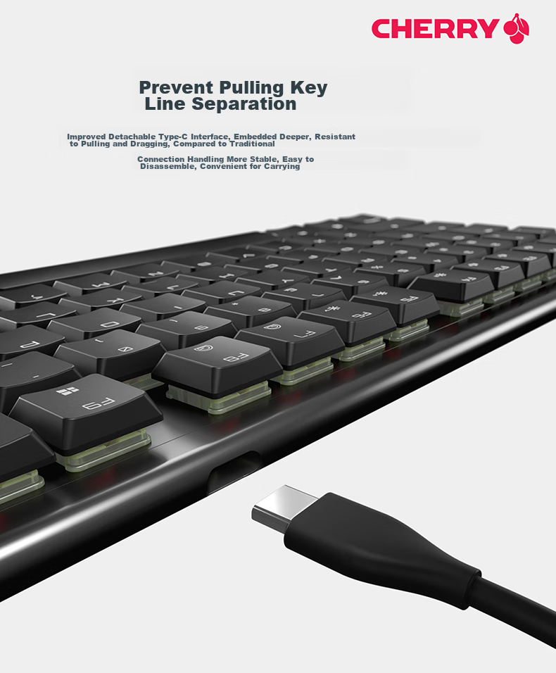 CHERRY MX10.0 Mechanical Keyboard, Wired Keyboard, Gaming Keyboard, RGB Lighting Effects, Ultra-Thin Body, Alloy Shell, Black, MX LP Switches 8