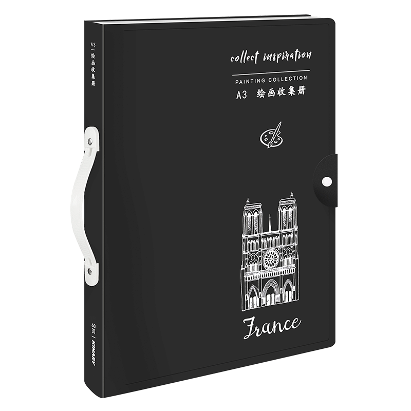 Jindeli A3 Handheld Drawing Collection Folder, 8K Art Book Storage, Artwork Collection, Student Certificate Organizer, Children's Drawing Collection Folder, Document Organizer, Black, CF660