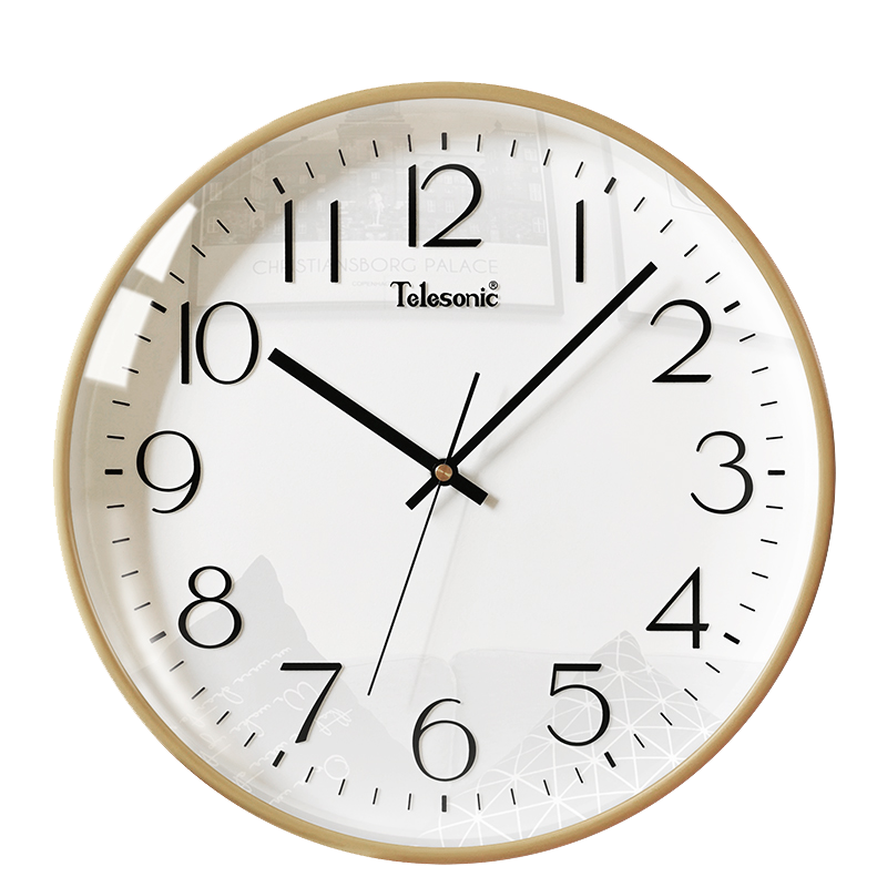 Telesonic Wall Clock Living Room Bedroom Quartz Large Number No Drilling 30cm Stylish Modern Clock