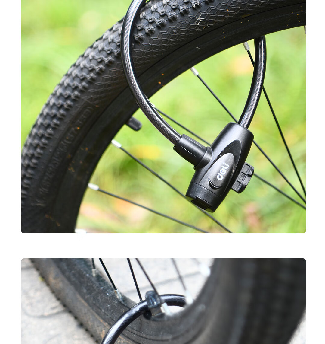 Deli Bicycle Lock Key Lock Thickened Steel Cable Anti-Theft Cut-Resistant Lock for Electric Bikes, Mountain Bikes, Bicycles, Motorcycles Chain Lock 10