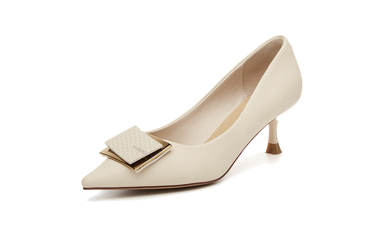 DAPHNE Elegant High Heels for Women, Pointed Toe, Stiletto, Shallow Mouth Pumps, Versatile Work Shoes 4623101023 Beige 36 26