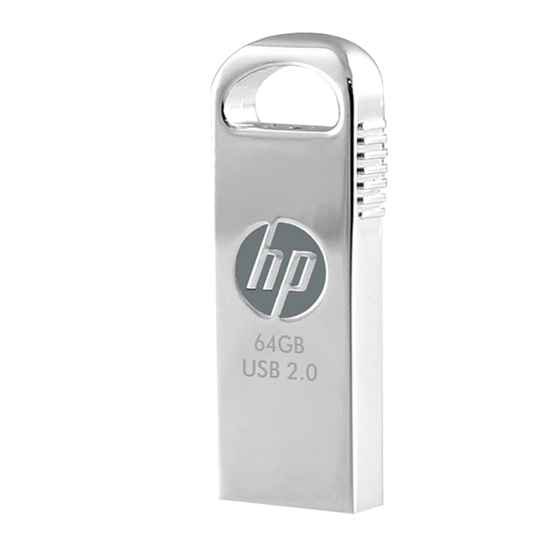 HP 64GB Metal USB Flash Drive V206w, Silver Metal, Mini Cute Student-Specific USB Drive for Computer And Car Use, System Reinstallation, Portable Office High-Speed Read/Write