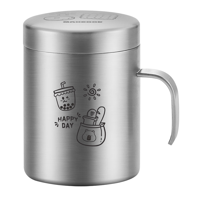 MAXCOOK 316L Stainless Steel Water Cup with Lid Children's Baby Milk Drinking Cup Double Layer Mug 200ml MCB2478