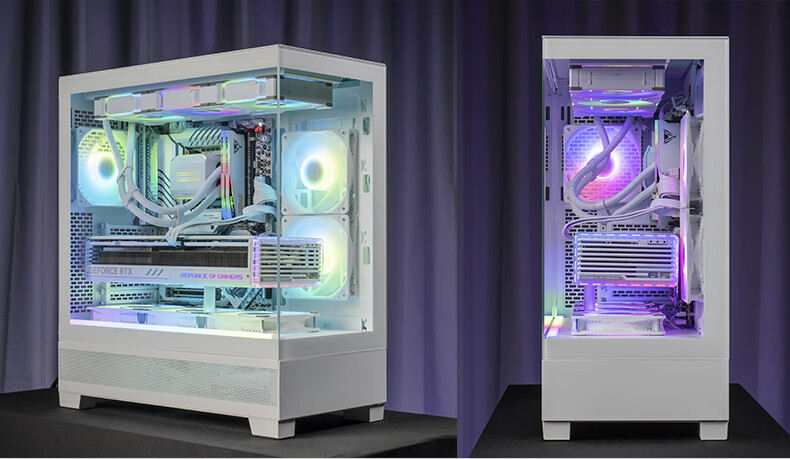 PHANTEKS XT523 View White Seaside View Tempered Glass Full-View ATX Motherboard Case for Desktop Computer (Side ARGB Light Strip/360mm Water Cooling Support/Type-C) 16