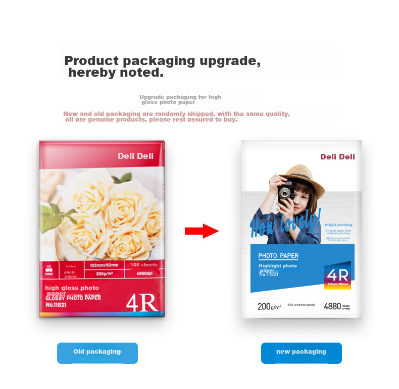 Deli 6-Inch 200g High Gloss Photo Paper, Printing Paper for Photos, 100 Sheets/Pack, 11821 1