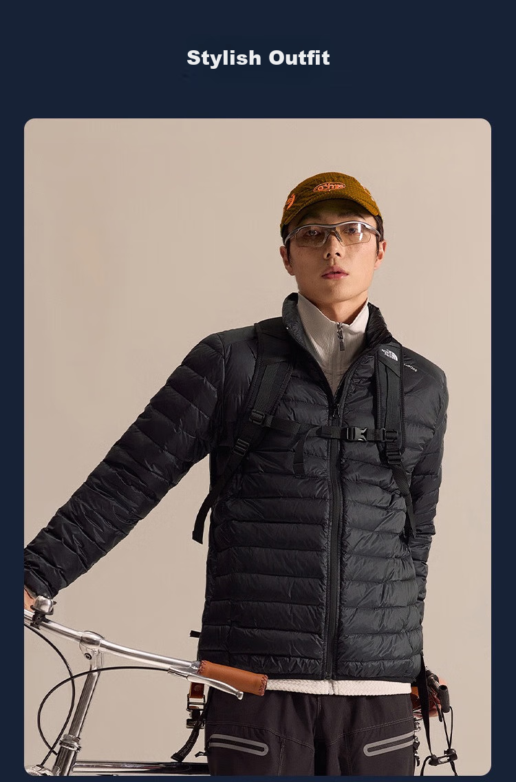 JD Original down Jacket for Men, Lightweight Stand Collar White Duck Down Men's New Clothing Gift Coat, Black, Size S 12