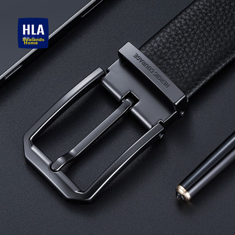 HLA Leather Belt for Men, Simple Pin Buckle, Cowhide Waistband, Gift for Friends, Boyfriends, Elders on Birthday