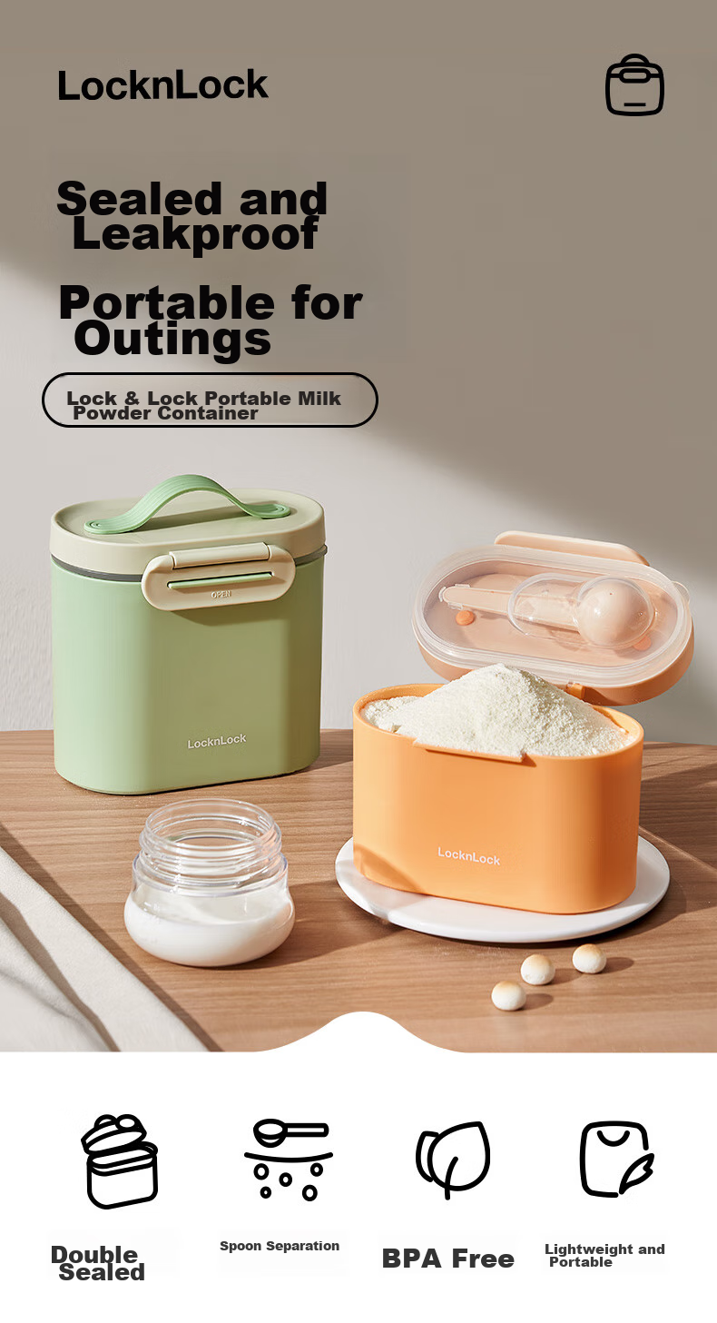 LOCK&LOCK Portable Milk Powder Container, Large Capacity Milk Powder Box, Portable Travel Dispenser Box, Rice Cereal Sealed Storage Container, Snack Storage Jar 1