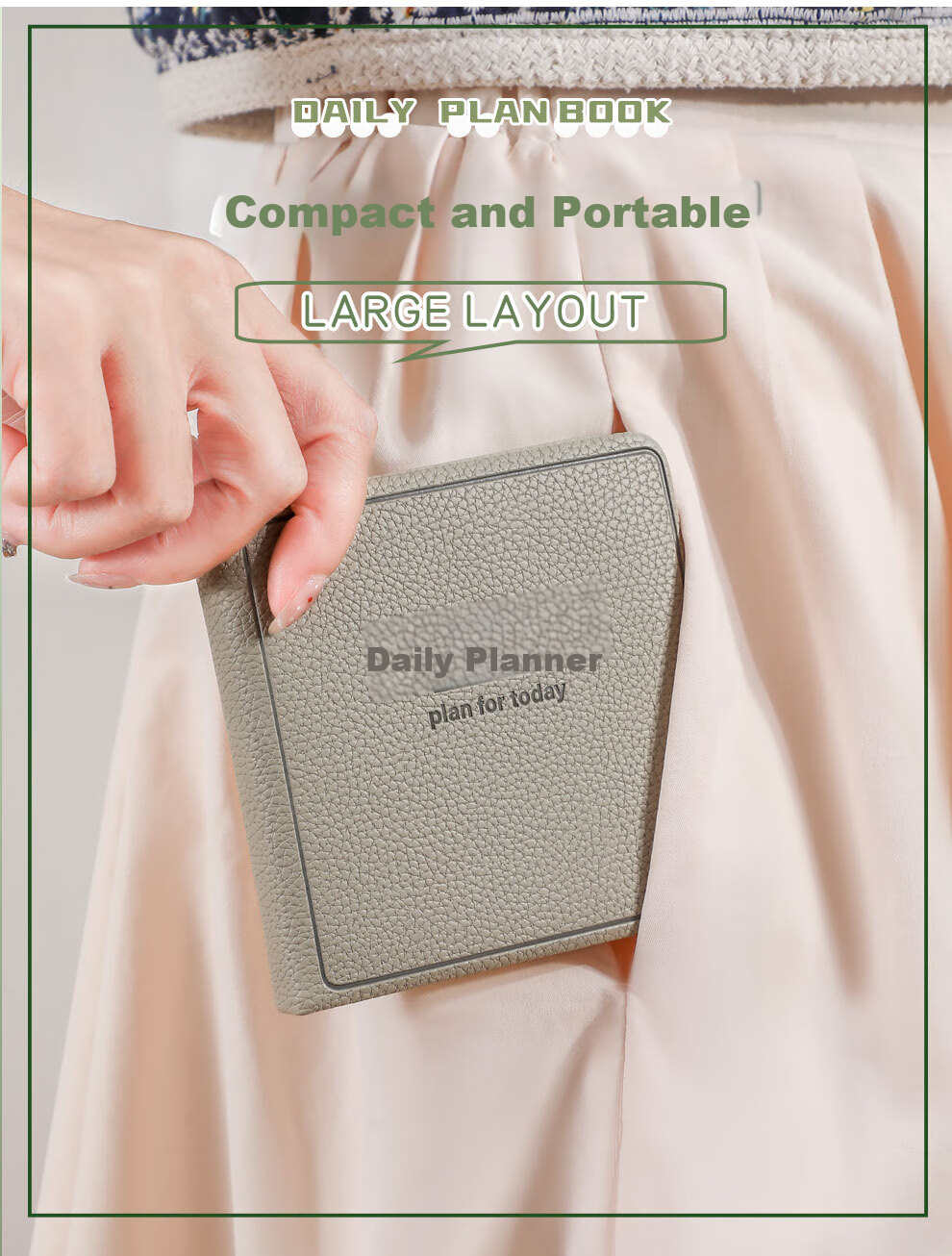 Faramon Daily Planner, Portable Mini Pocket Notebook, Square Notepad, Stylish Time Management, Self-Discipline Check-In Schedule Book, Thickened Work And Study Journal, Gray 15