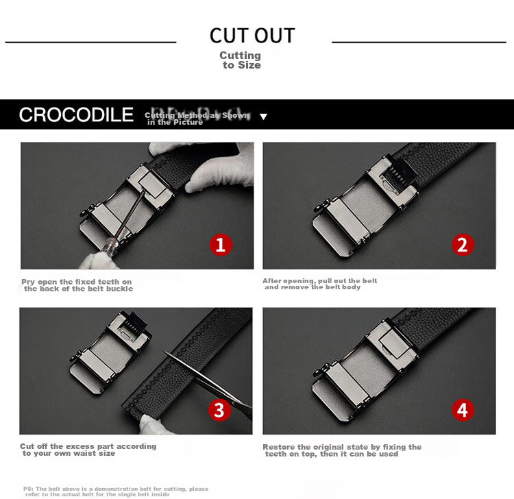 CROCODILE Valentine's Day Gift for Men, Single Automatic Buckle, No Strap, Alloy Leather Belt Buckle with Card Slot, Wearable K 12