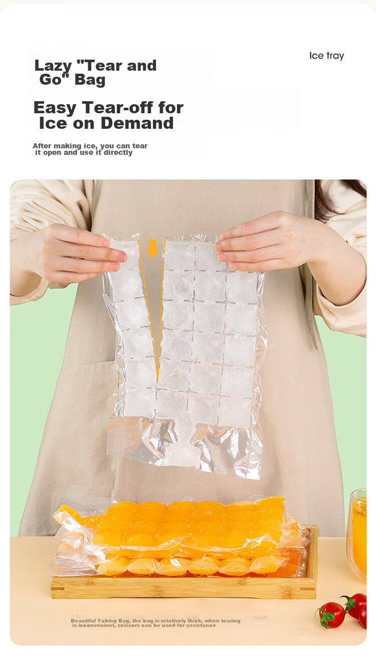 MARYYA Disposable Ice Bags, 50 Pieces Per Pack, Food-Grade Ice Mold Bags with Funnel, Self-Sealing Ice Cube Tray 5