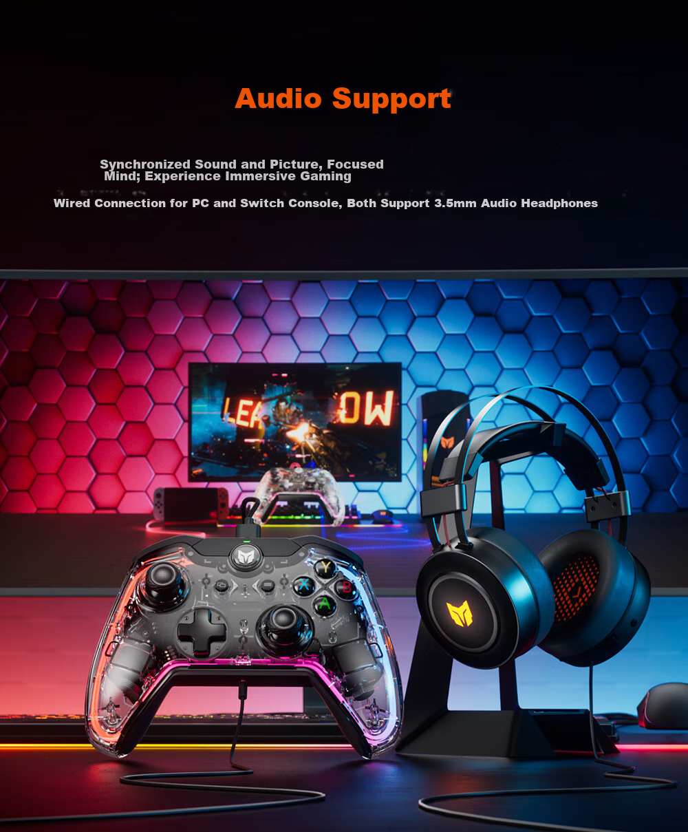 Mojiang Rainbow S Elite Wired Game Controller with Motion Sensing Macro Switch/PC/Steam/IOS Controller for Elden Ring, Horizon Forbidden West, Zelda 7