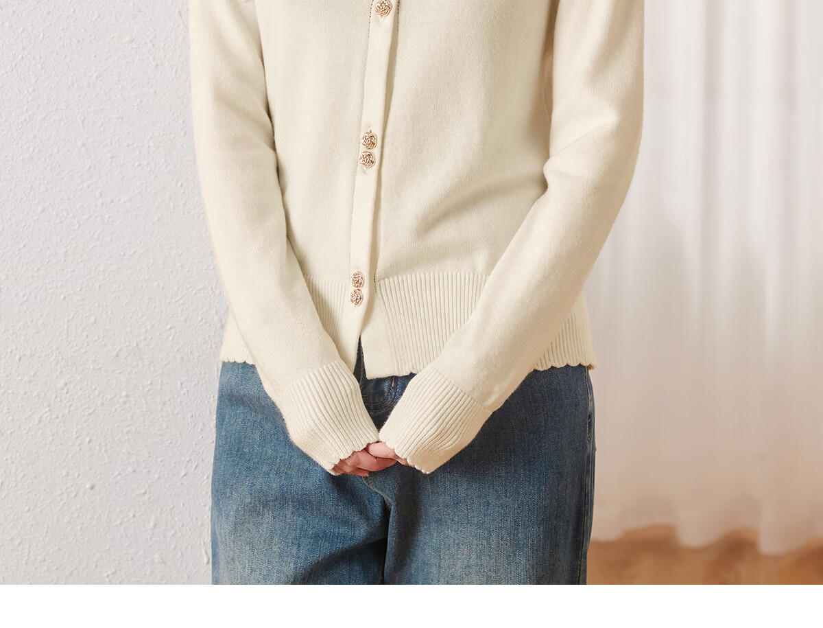 Chushen Autumn And Spring Women's Knit Sweater, Fashionable Simple Round Neck, Exquisite Button Knit Cardigan Sweater Coat S13KZ1682 20