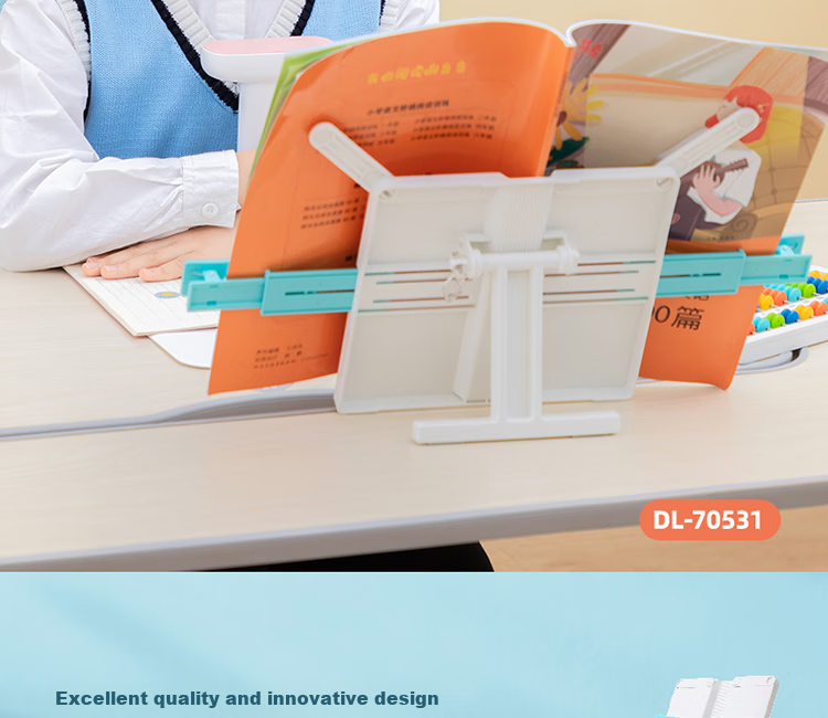 Deli Multifunctional Reading Stand, Extendable Foldable Portable Book Holder, Children's Posture Correction Book Clip, Student Back-To Stationery, Birthday Gift for Boys And Girls 2