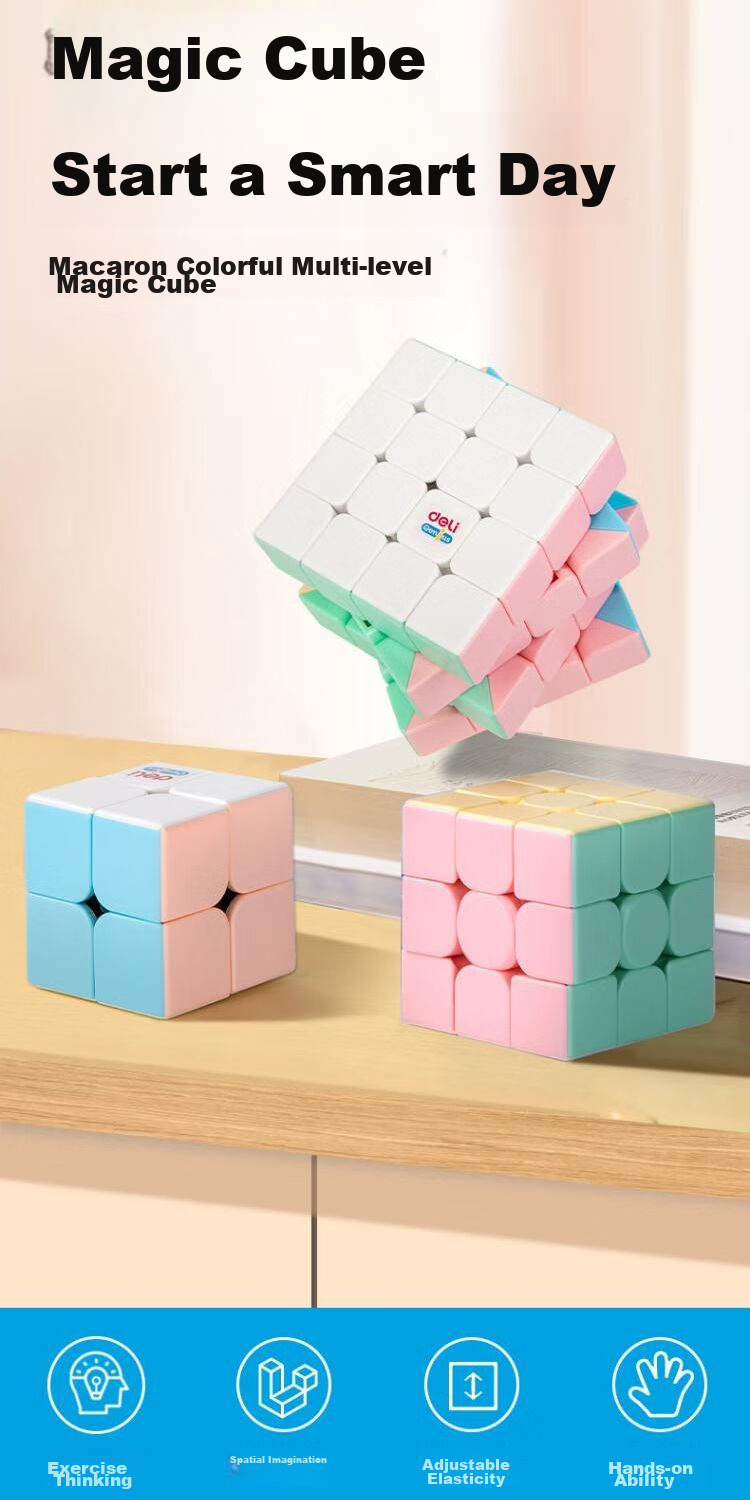 Deli Children's Macaron Cube Set, 2x2 3x3 4x4 Speed Cubes, Back-To Toy, Birthday Gift 1