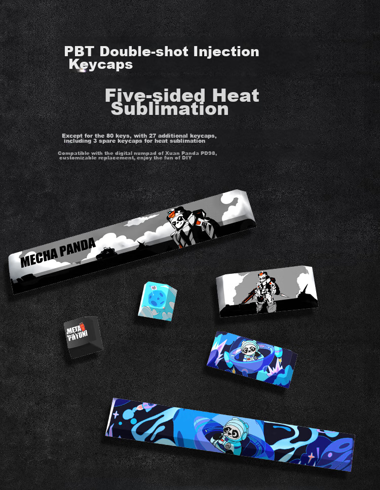 Xuanpai PD75M-V2 Custom Aluminum Mechanical Keyboard, Bluetooth Wireless Tri-Mode Gaming Keyboard, Aluminum Chitu Multimedia Color Screen with Knob, Sonyke Switches, White And Blue Keycaps 6