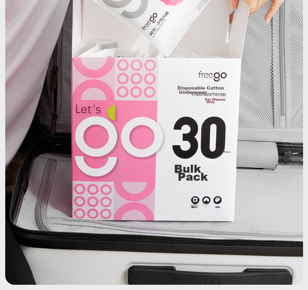 Freego Disposable Women's Underwear, Pure Cotton, Sterile, for Travel, Business Trips, Menstruation, Pregnant Women, Daily Disposable, No-Wash, Individually Wrapped, 30 Pieces, Size L 10