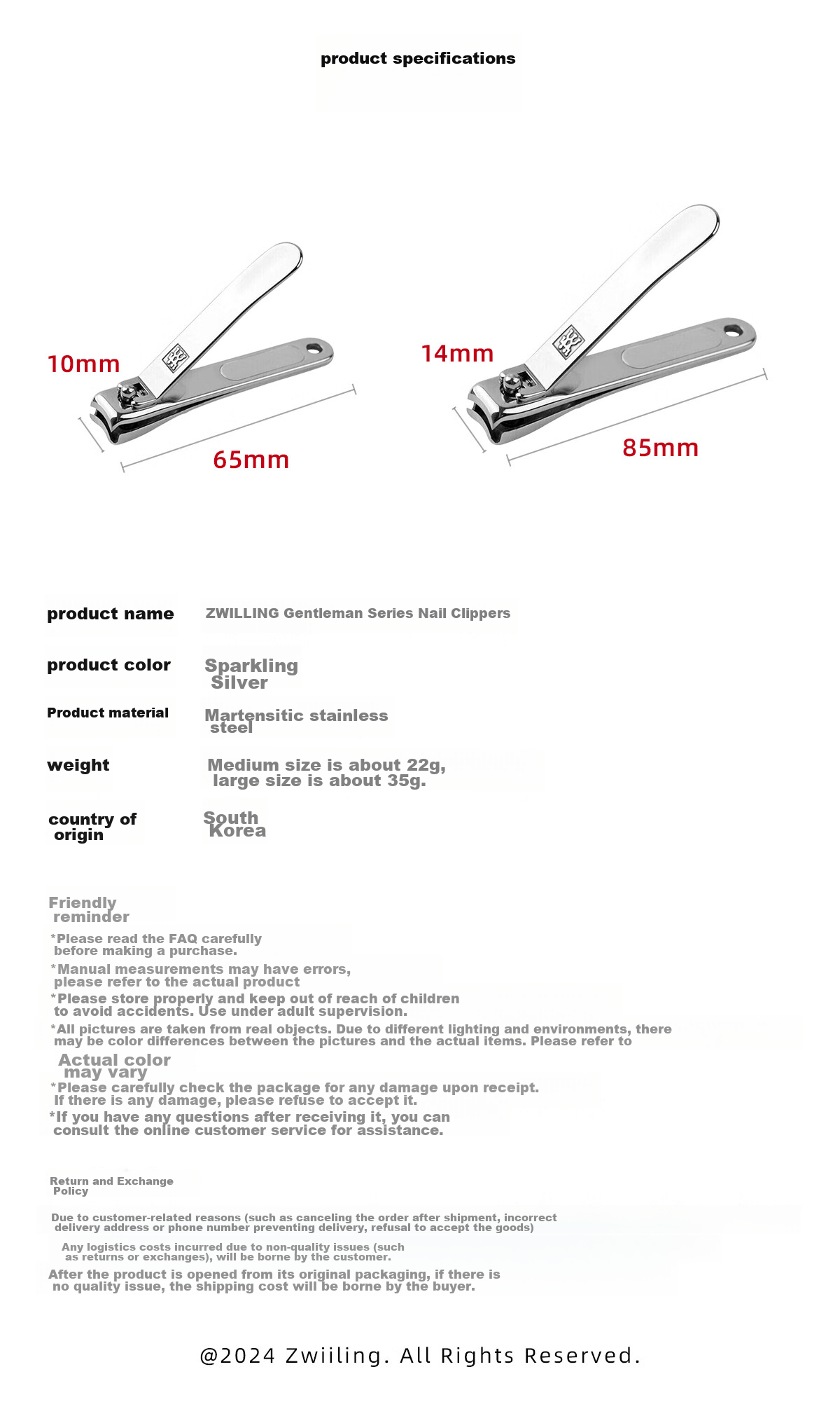 ZWILLING German Brand Anti-Splash Large Nail Clipper, Non-Set Stainless Steel Nail Scissors, Self-Operated Qixi Gift 13