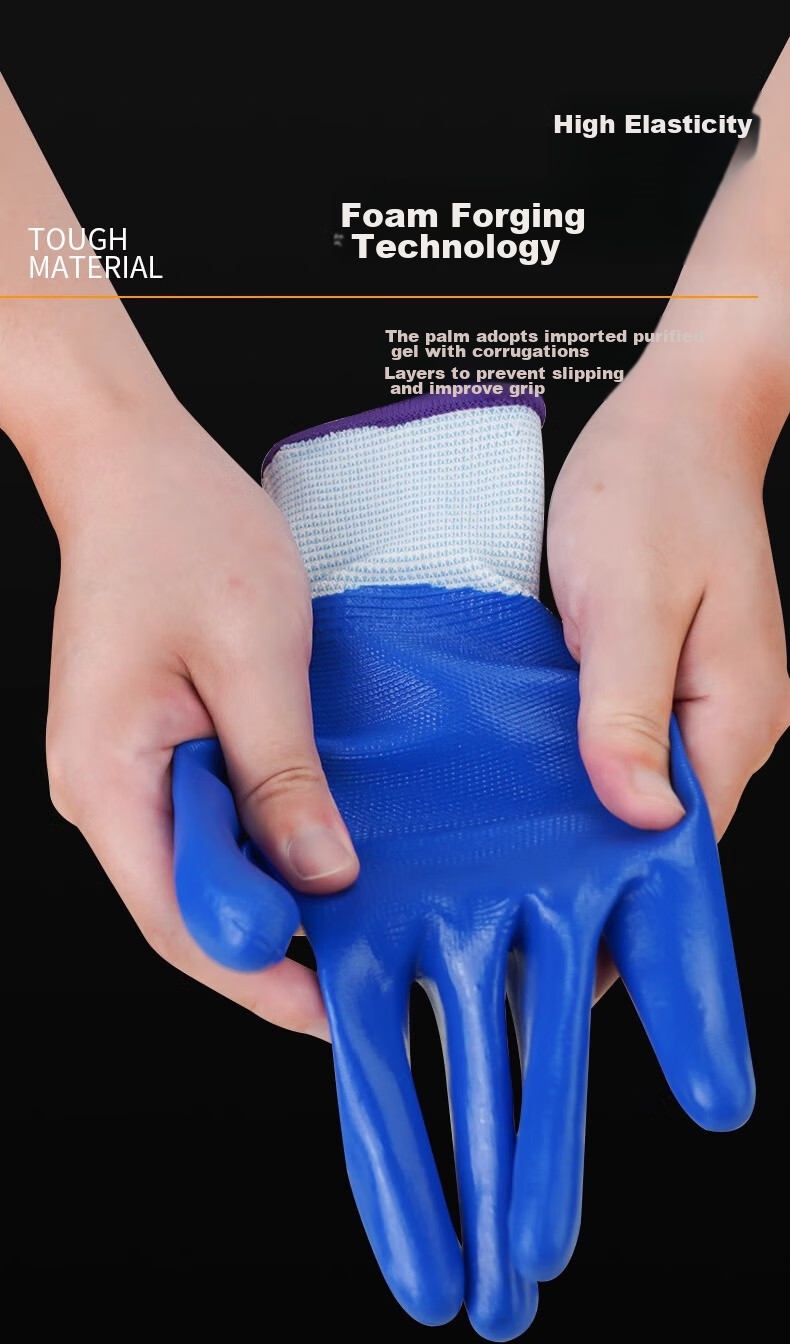 Jiansi Nitrile Rubber Work Gloves, 6 Pairs, One Size Fits All, Non-Slip, Thickened, for Construction Work, Planting, Weeding, And Gardening Protectio 4