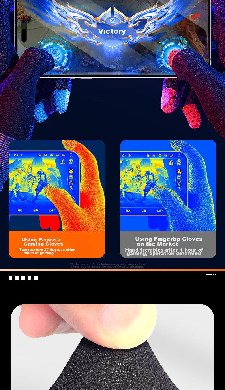 KOVOL Gaming Gloves, Anti-Slip Silver Fiber, for Mobile Games And Esports, Suitable for PUBG, Honor of Kings, Delta Force, Sweat-Proof, Heat-Insulating, Touchscreen Compatible, Professional Gaming Gloves for Various Games 10