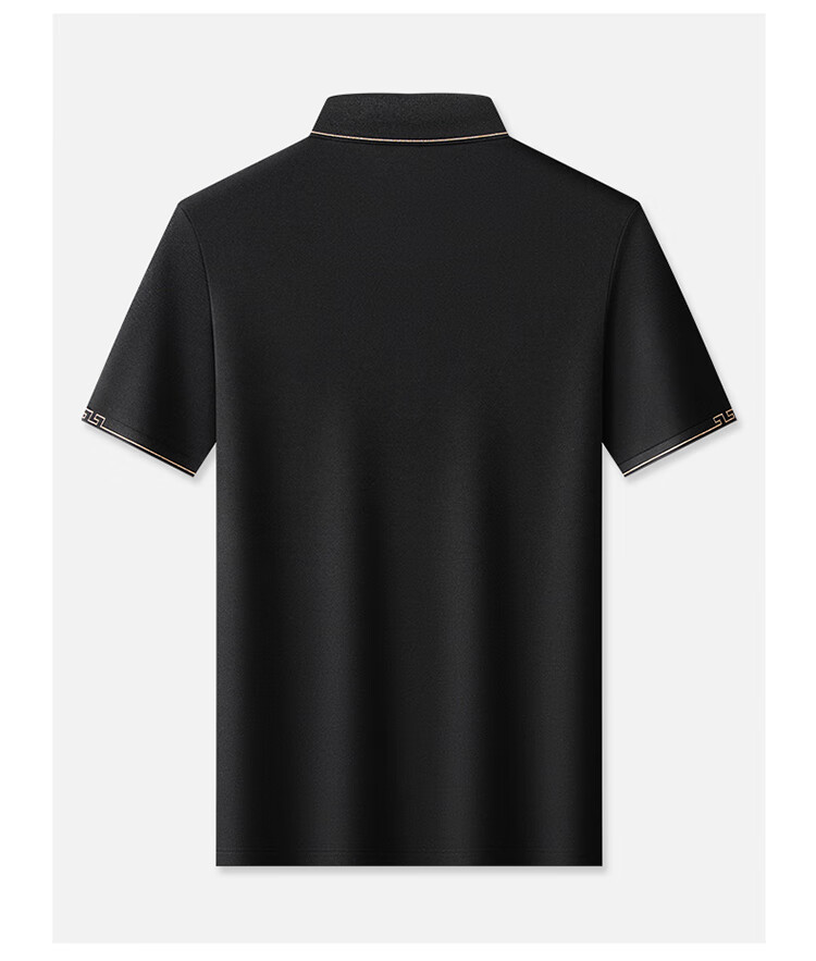 Aidengbao Summer Short-Sleeve Polo Shirt for Men, Embroidered Business Commute Collared Polo T-Shirt, Black 01185/100A(3XL) 12