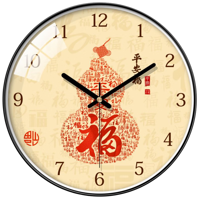BBA Wall Clock, New Chinese Style Living Room Clock, Home Timepiece, Chinese-Style Decorative Wall Quartz Clock, Peace And Prosperity Design, 30cm