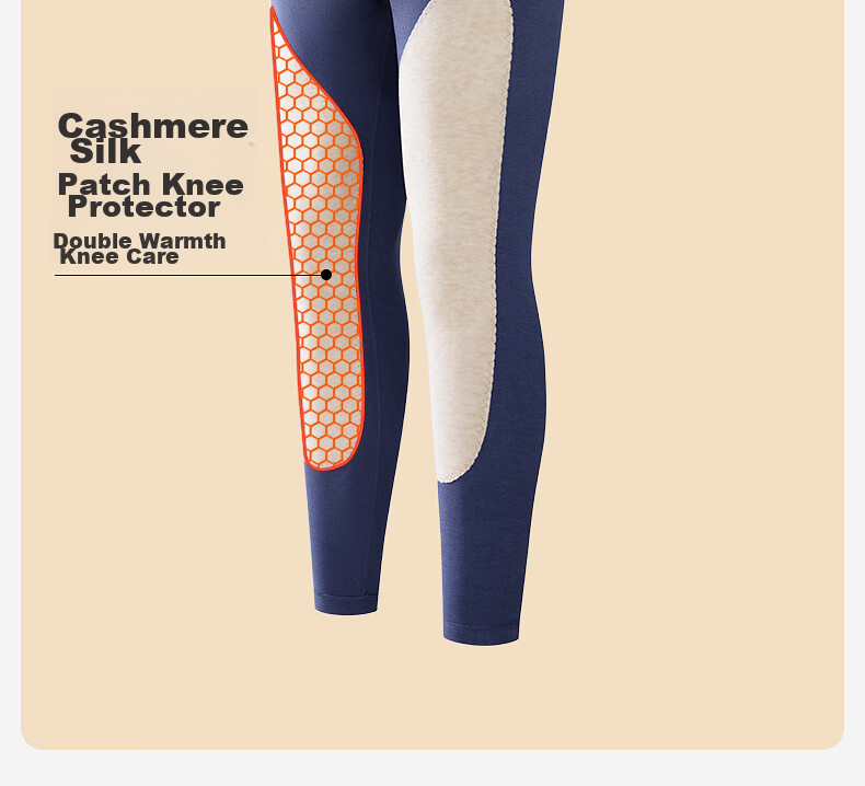 Dushiliren Cashmere And Silk Men's Thermal Pants, Autumn And Winter Couples' Fleece-Lined Thick High-Elastic Base Layer Pants with Knee Pads, Camellia Oil Cotton Pants 12