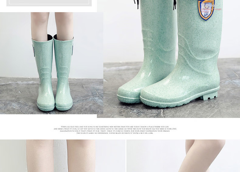 Warrior Women's Fashionable Adult Rain Boots, Waterproof Shoes, Rubber Shoes, Overshoes, Water Boots HXL63-B, Shibanjia High-Top, Size 38 11
