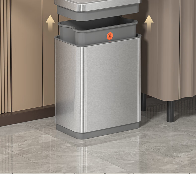 BOBO Kitchen Trash Can, 8L, Milk White Wall-Mounted Stainless Steel, with Lid, Household Cabinet Door Hanging Storage, Large Size, 8802 6