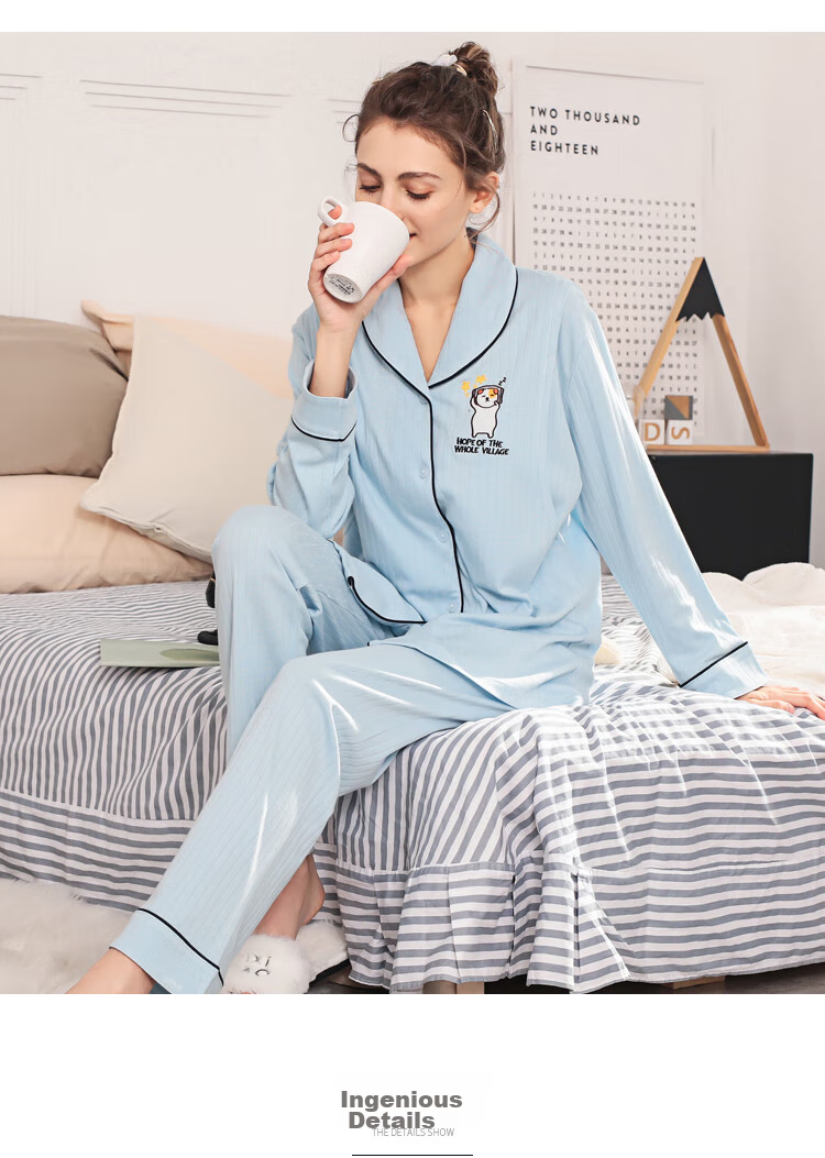 NuoYI Maternity Wear, Pure Cotton Nursing Clothes, Postpartum Loungewear, Pajamas J38158, Striped Pink, Size L 16