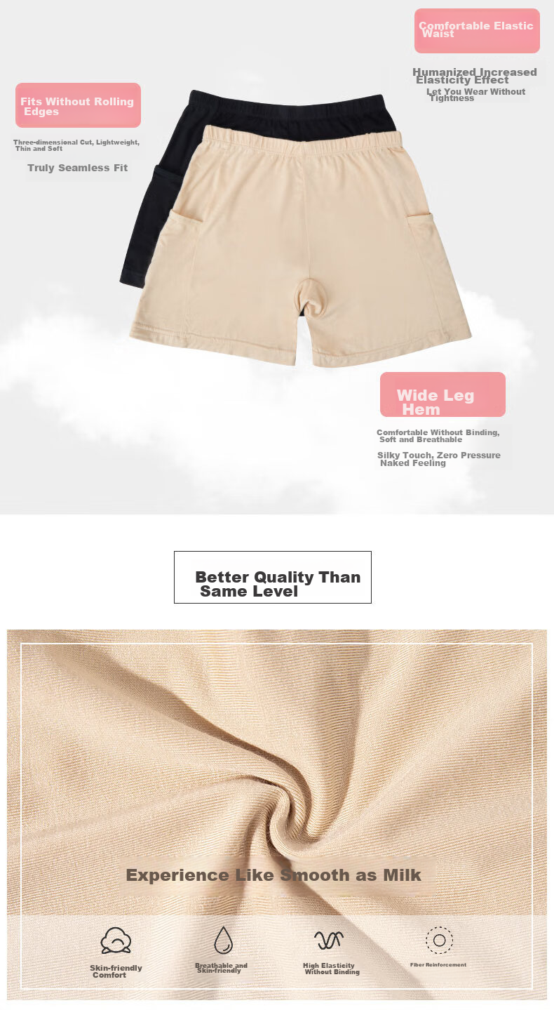 LangSha Safety Shorts for Women with Pockets, Summer Undershorts, Anti-Exposure, Non-Rolling, Elastic, Tight-Fitting, Flat-Angle, Three-Quarter Length Safety Shorts for Wome 7