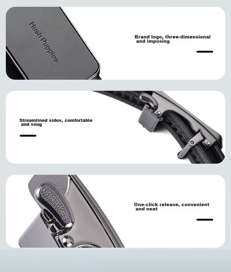 Hush Puppies Leather Belt for Men with Automatic Buckle, Business Casual Trouser Belt Gift Box Set Birthday Present for Boyfriend 4