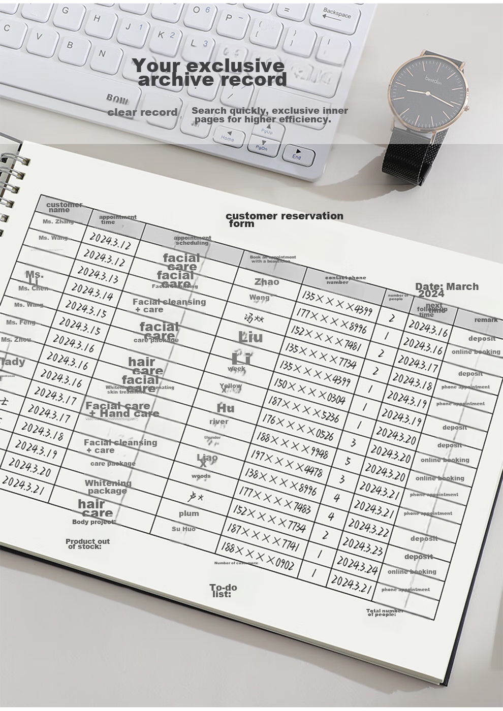 Jiaranheng A4 Customer Appointment Registration Book, Universal Beauty Salon Client Information Registration Form, Real-Name Registration Book for Hairdressing Salons, Nail Salons, Eyelash Salons, Customizable Guest Book for Visitors, Lake Blue Color 8