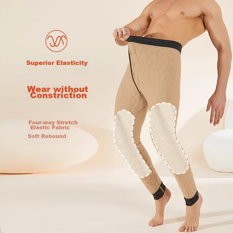 LangSha 100% Wool Thermal Pants for Men [26 Autumn And Winter New Product], Thickened Silk Knee Protection, Extra Thick Cold-Resistant Cotton Pants